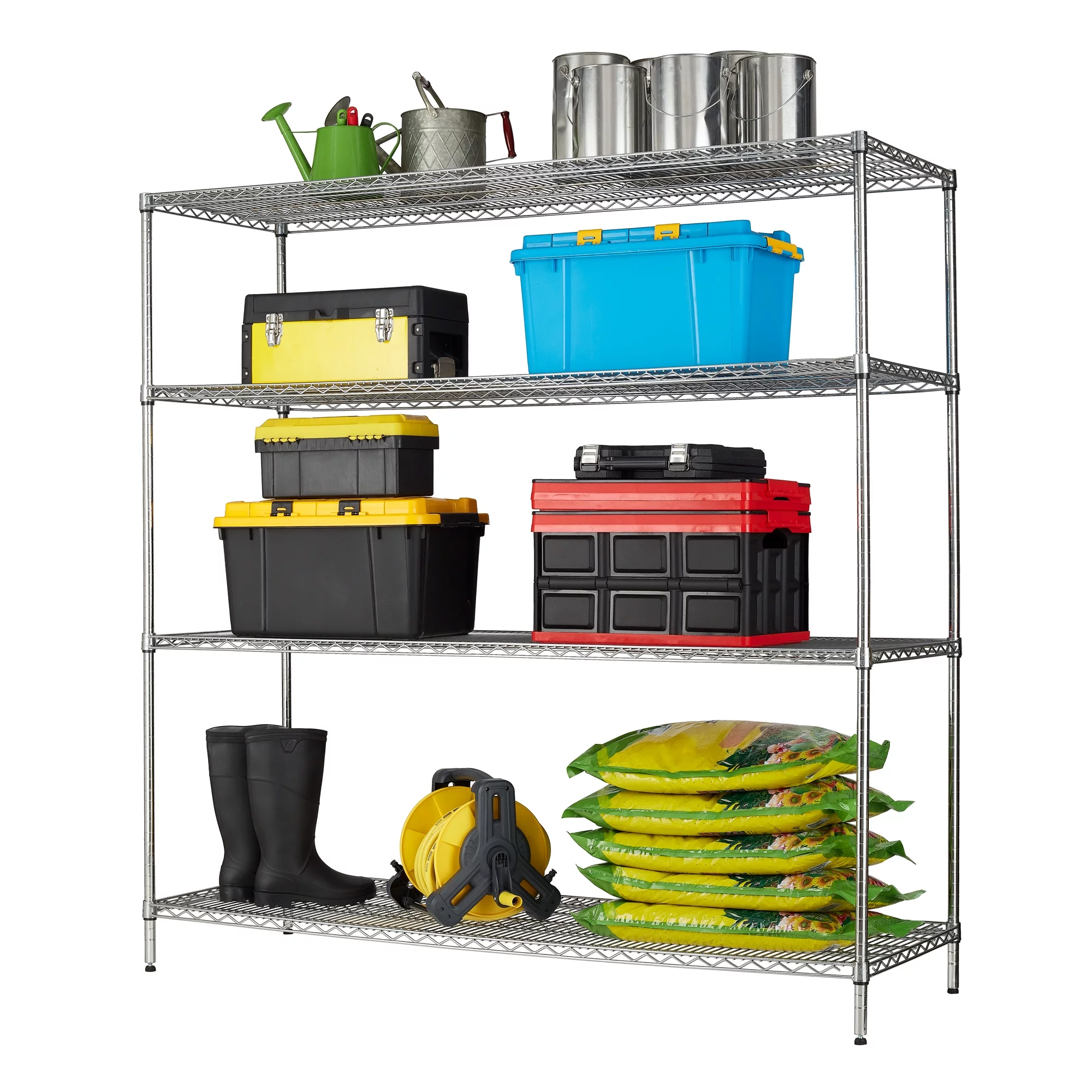 Hyper Tough 4 Shelf Wire Shelf Unit Chrome 24