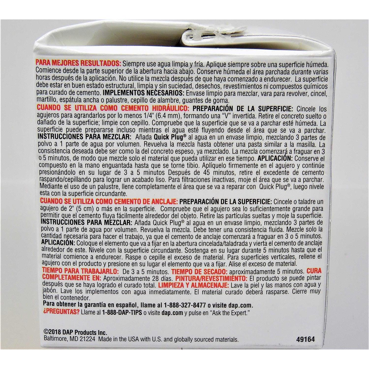 Dap Quick Plug Hydraulic Cement - Inhomebuy