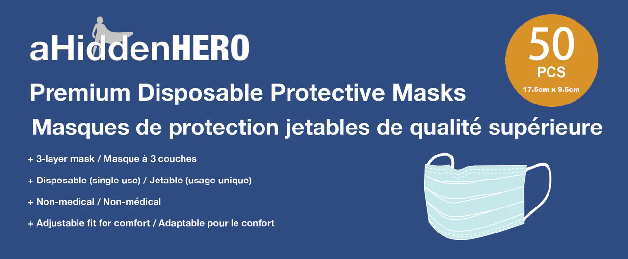 aHiddenHero Premium Disposable Face Mask 50-pcs | THEGUARDIAN - Inhomebuy