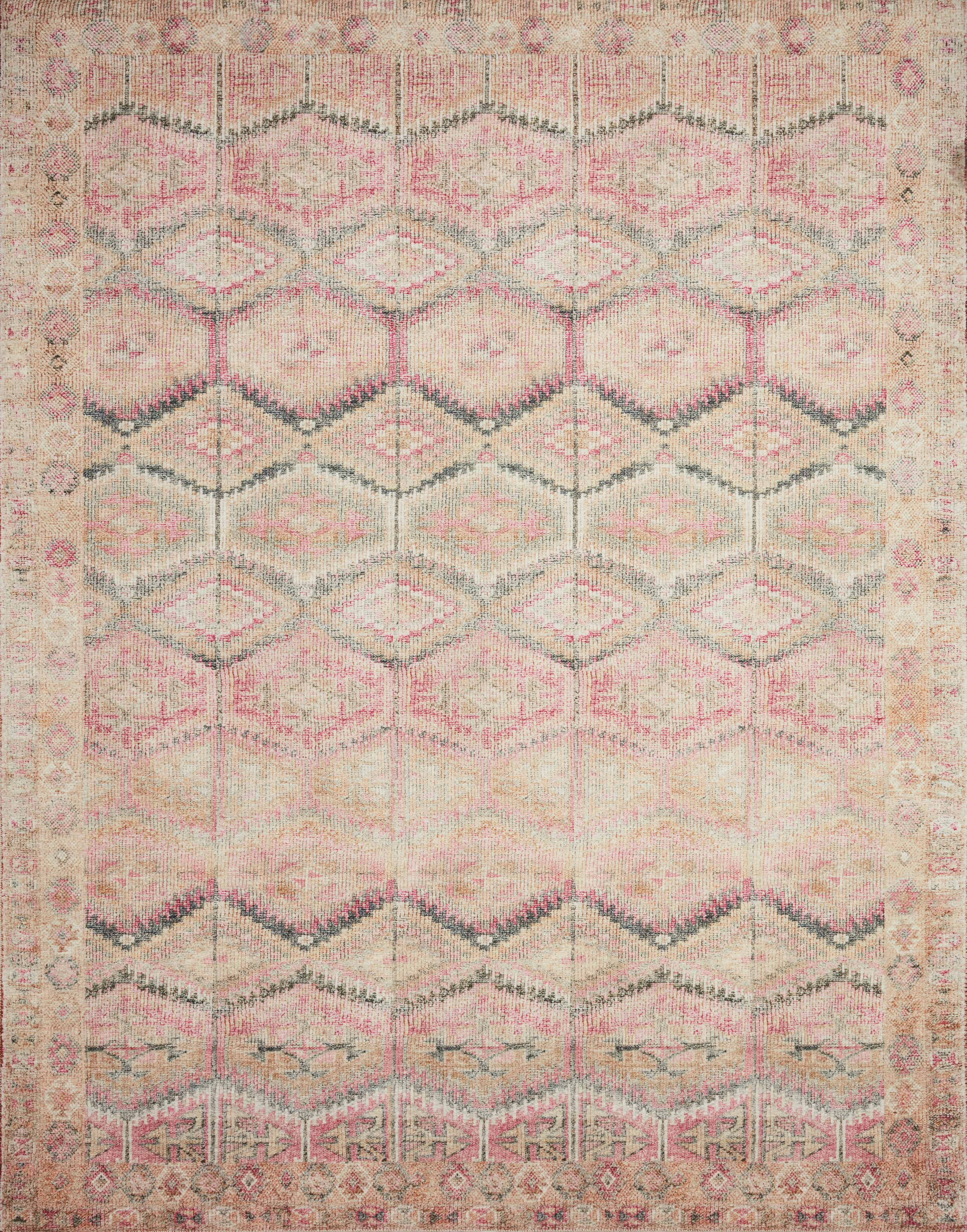 Loloi II Layla Collection Rug in Pink, Lagoon - 7'6