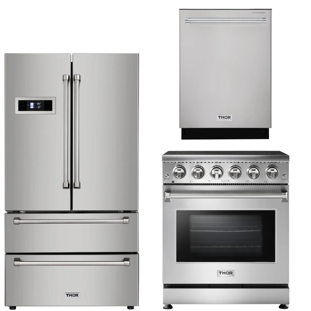 Thor Kitchen Appliance Bundle - 30 Inch Electric Range, Counter-Depth Refrigerator, Dishwasher, AB-HRE3001-2 - Inhomebuy