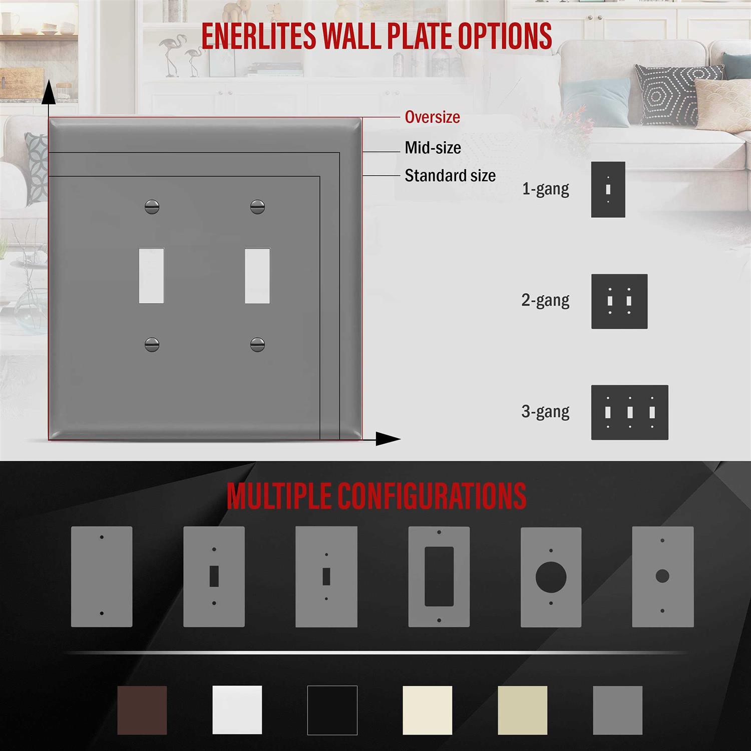 Enerlites Double Toggle Switch Cover Two Gang Light Switch Wall Plate - Inhomebuy