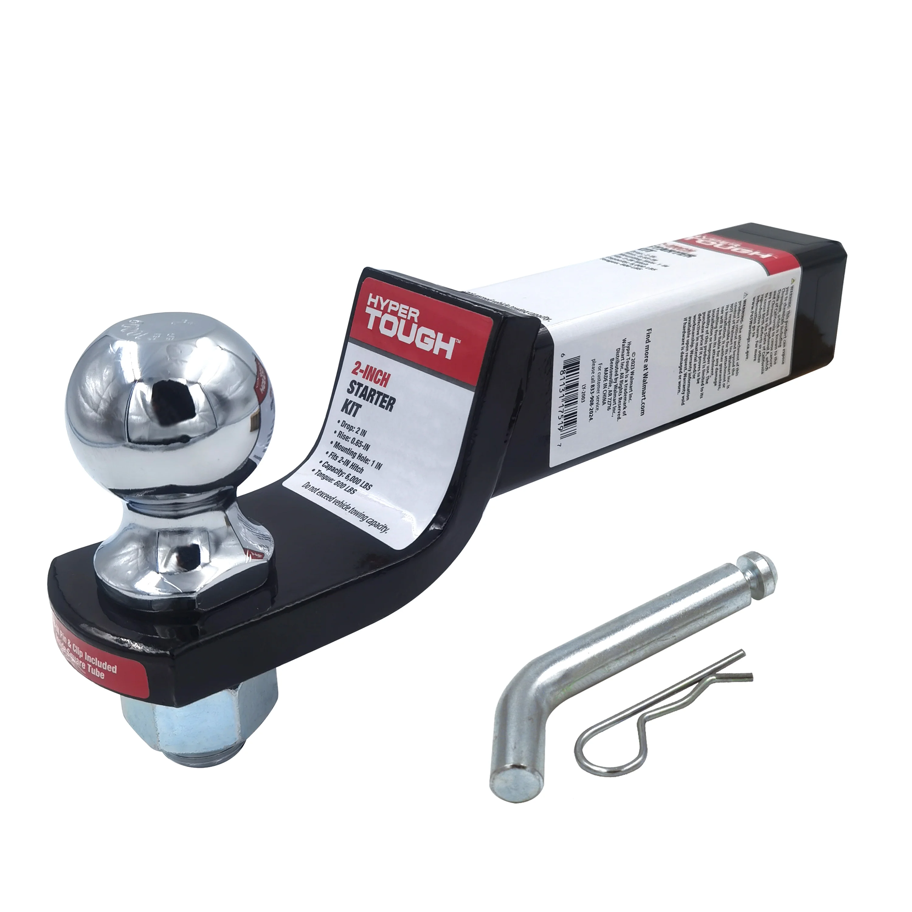 Hyper Tough 2 inch Drop Trailer Hitch Starter Kit with 5/8 inch Pin, Class III, Black, 2 inch Ball - Inhomebuy