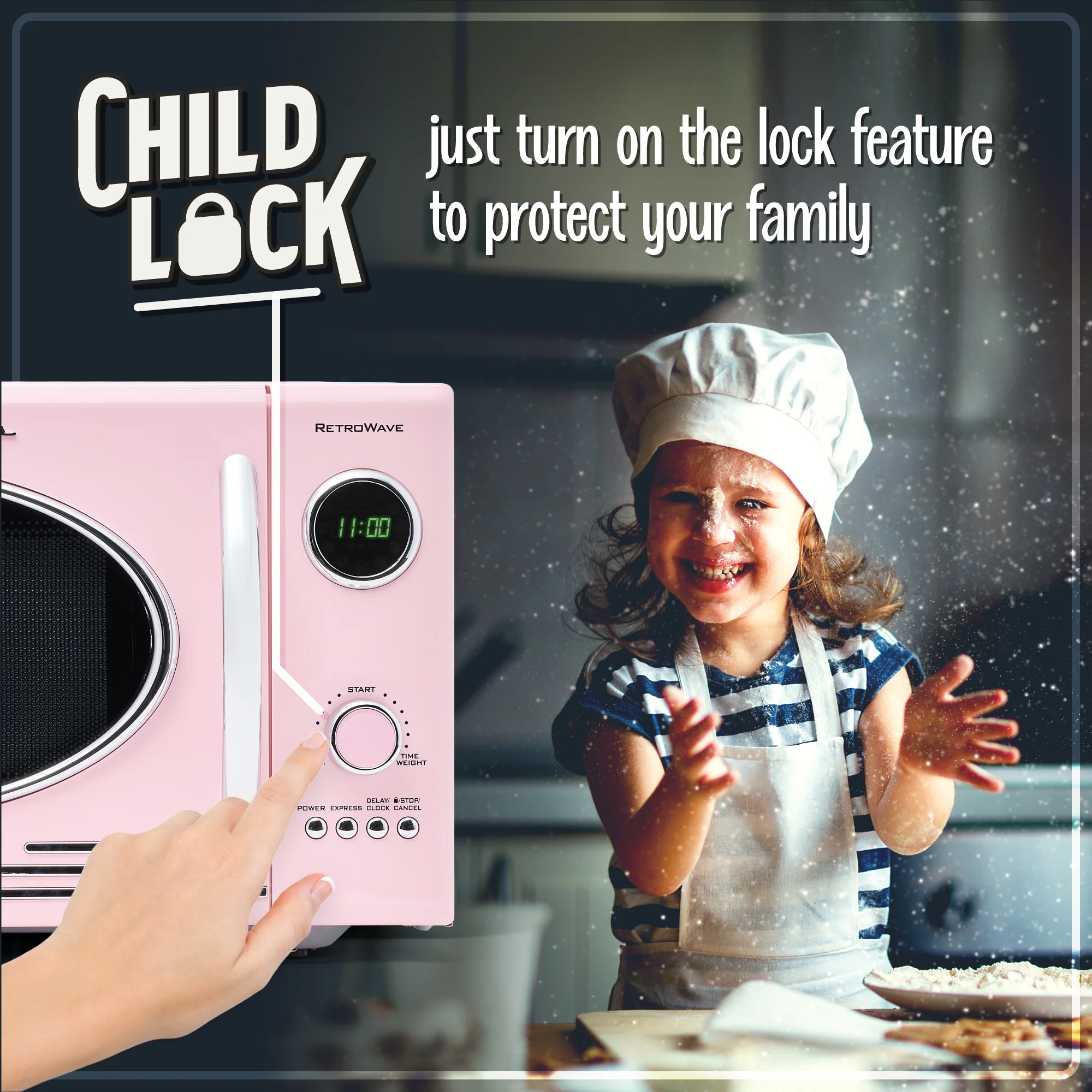 Retro 0.9 Cubic Foot 800-Watt Countertop Microwave Oven - Pink - Inhomebuy