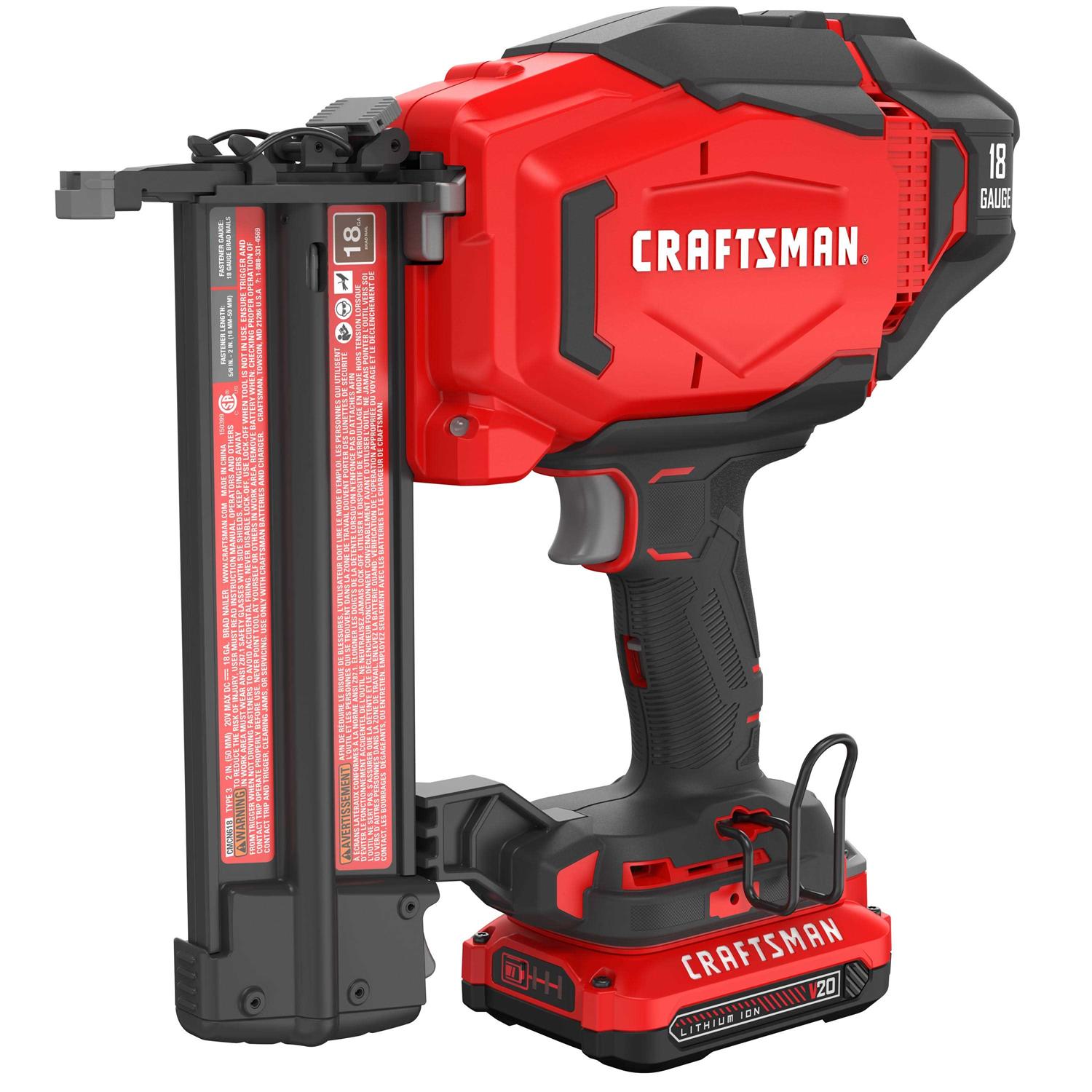 CRAFTSMAN V20 Cordless Brad Nailer Kit - Inhomebuy