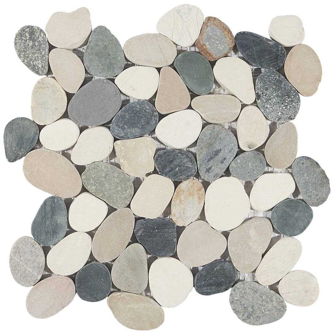 Countryside Sliced Round 11.81 in. x 11.81 in. Nature Stone Pebble Mosaic Floor and Wall Tile Ivy Hill Tile - Inhomebuy