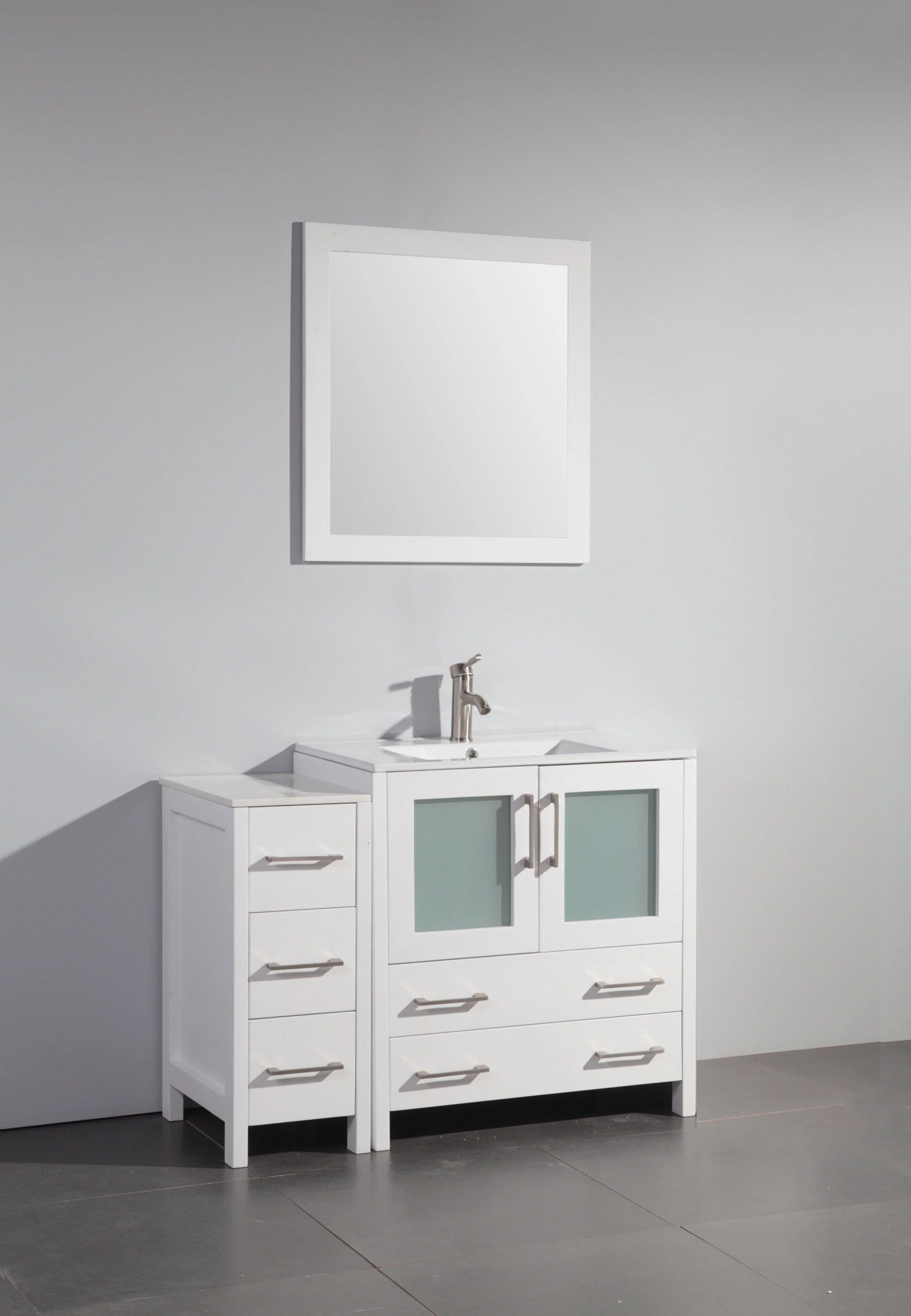 Vanity Art 42 in. Single Sink Vanity Cabinet with Ceramic Sink & Mirror - White, VA3030-42W - Inhomebuy