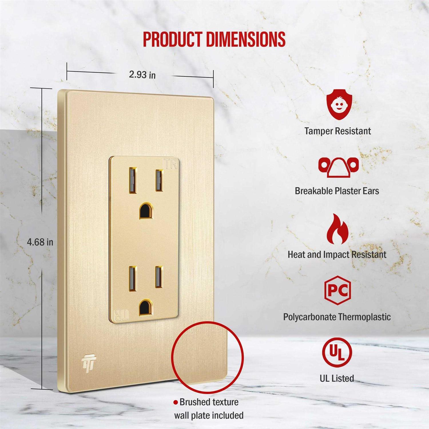 Enerlites Elite Series Decorator Receptacle Outlet Child Safe Tamper-Resistant - Inhomebuy