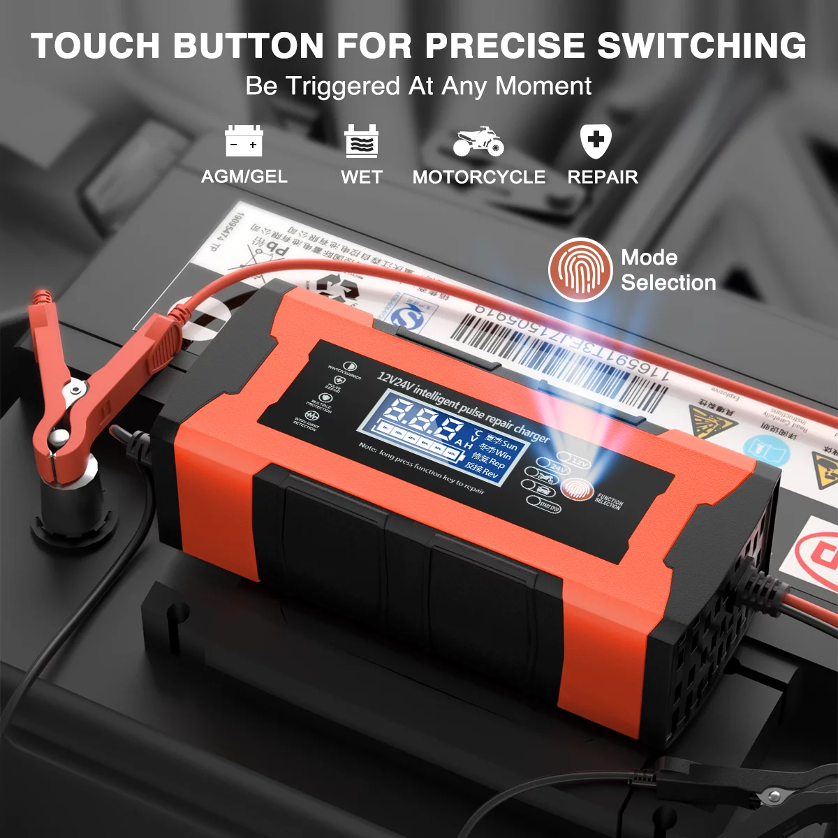 12V/10A 24V/5A Car Battery Charger, Battery Maintainer with LCD Display, Fully-Auto Smart Pulse Repair Charger, Maintainer Trickle Charger for Car Truck Motorcycle Lawn Mower Boat Lead Acid Battery - Inhomebuy