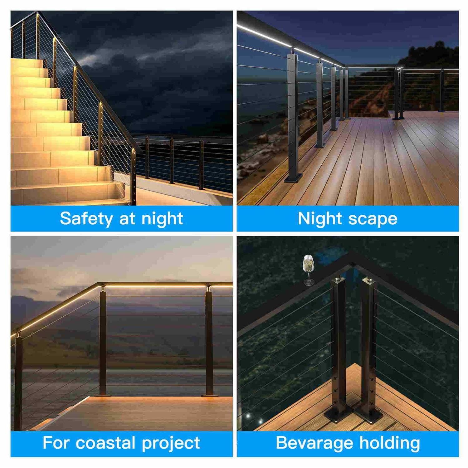 Muzata 6’6 Black Super Thin Handrail Stainless Steel Cable Railing HT30 BP4 - Inhomebuy