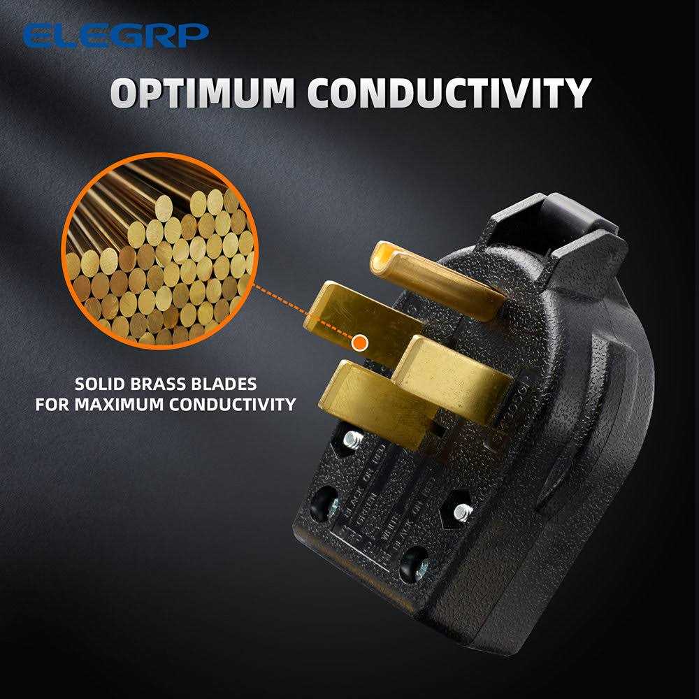 ELEGRP 30 Amp/50 Amp 125/250-Volt 3-Pole/3-Wire NEMA 10-30P/10-50P Non-Grounded Straight Blade Angle Plug - Inhomebuy