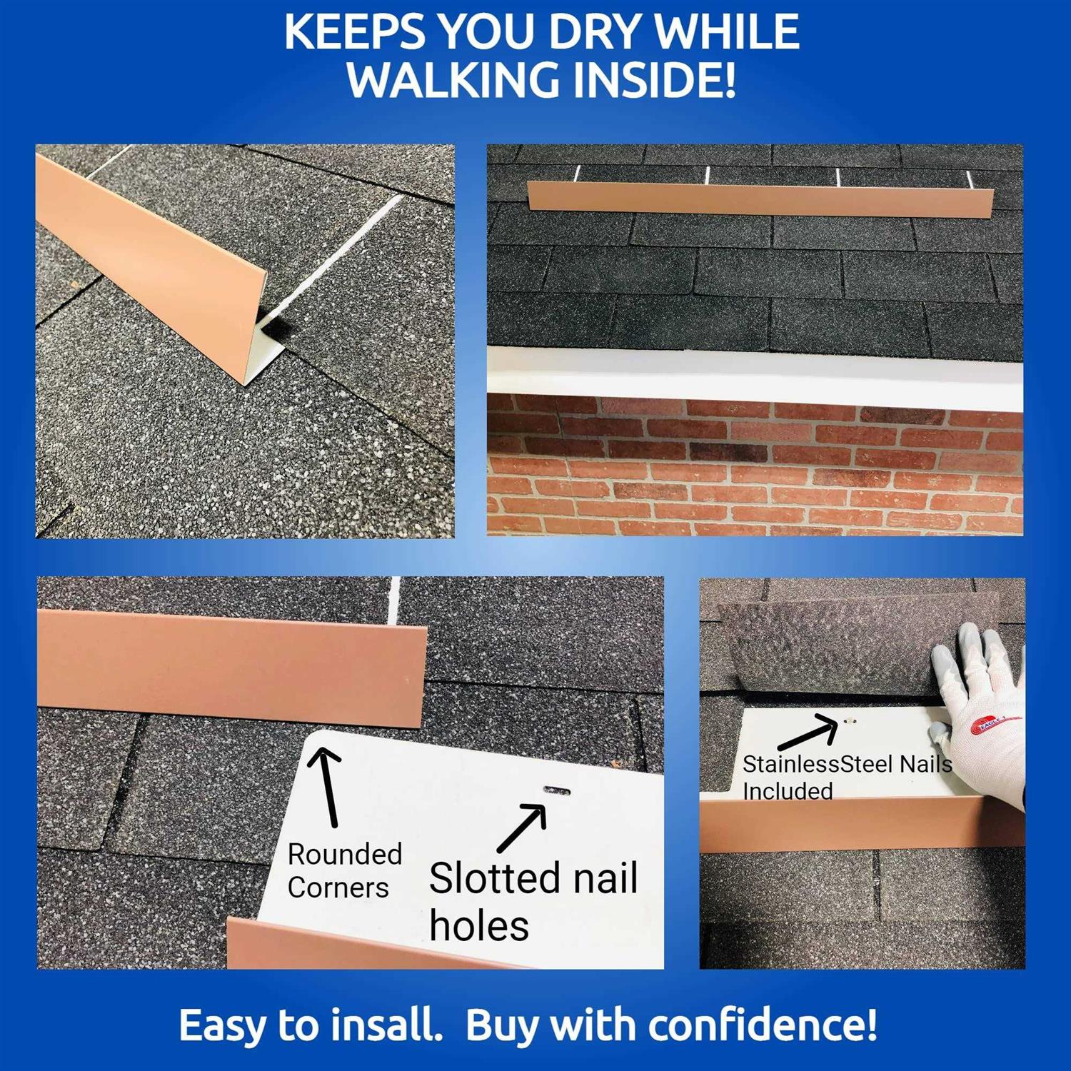 Eagle 1 Rain Gutter Valley Splash Guards, Straight or Bent Includes Screws and 1/4 Bit Driver - Inhomebuy