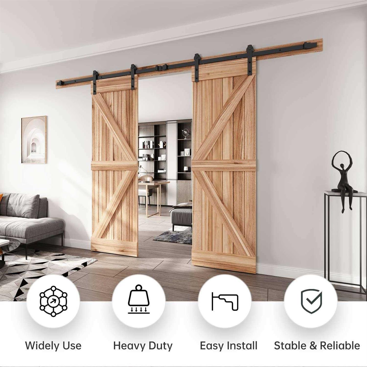 EaseLife 6.6 Ft Stainless Steel Sliding Barn Door Hardware Track Kit,Heavy Duty,Anti-Rust Anti-Corrosion,Slide Smoothly Quietly,Easy Install - Inhomebuy