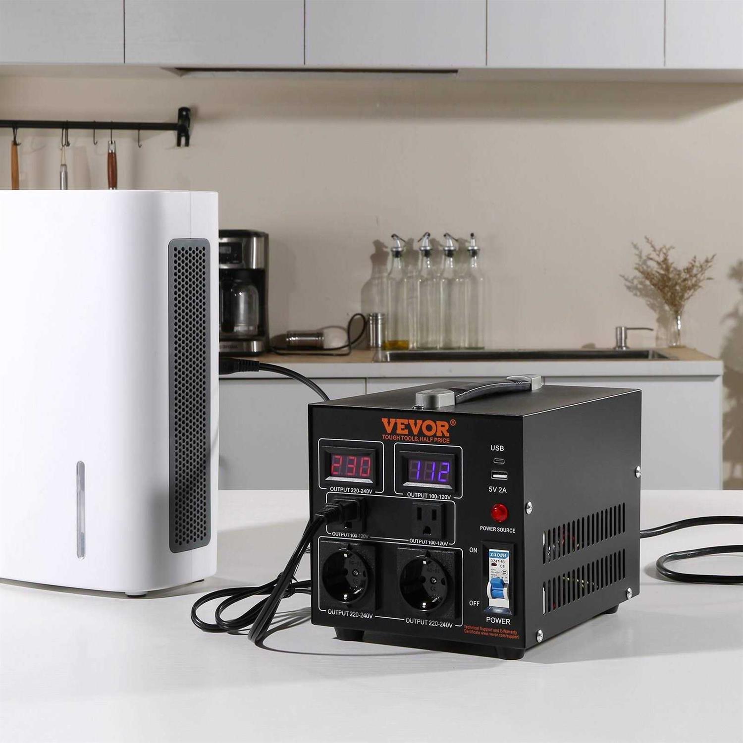 VEVOR Voltage Converter Transformer Heavy Duty Step Up/Down Transformer Convert from 110 Volt to 220 Volt and from 220 Volt to 110 Volt - Inhomebuy