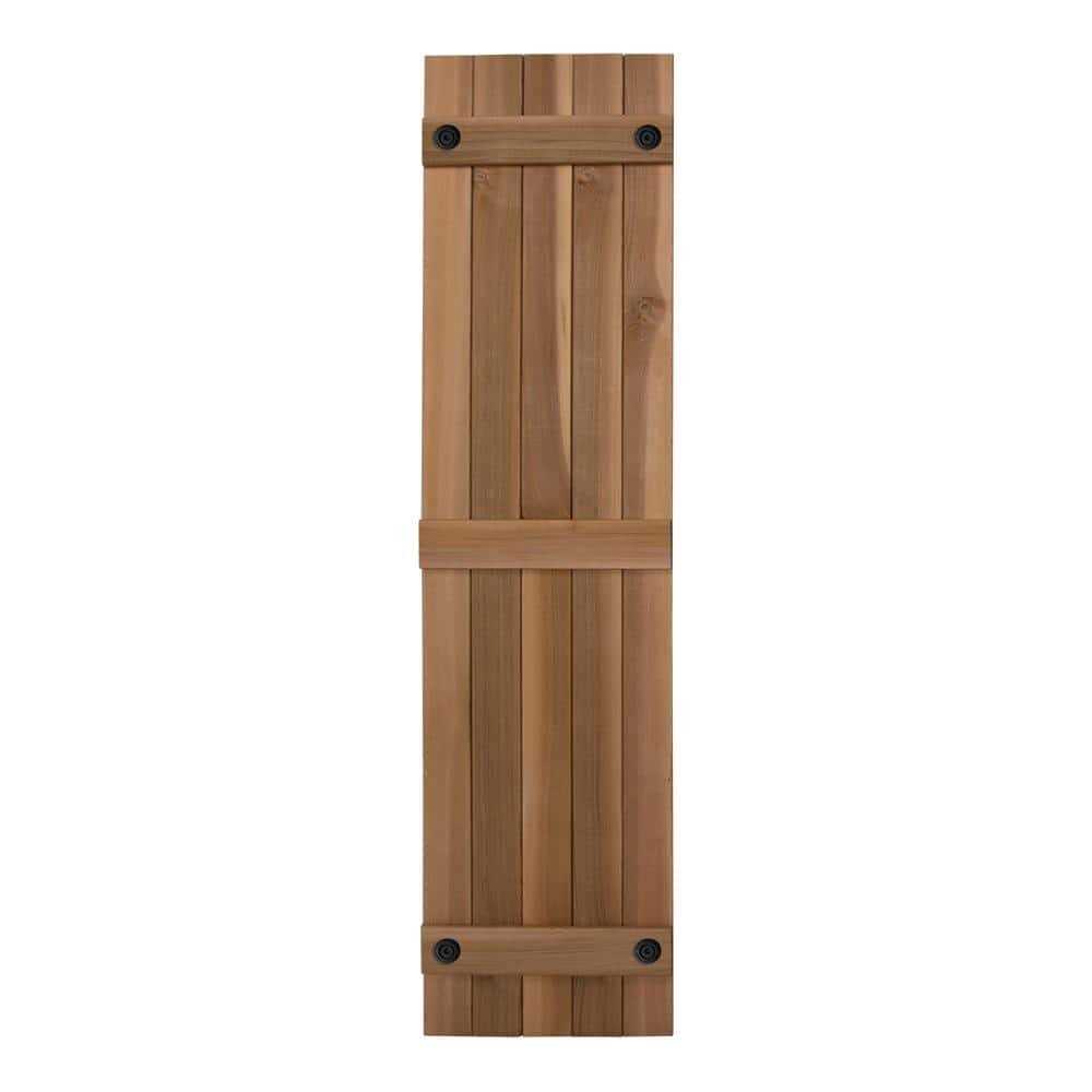 Design Craft Millworks Porter 15 in. x Cedar Board and Batten Shutters Pair - Inhomebuy