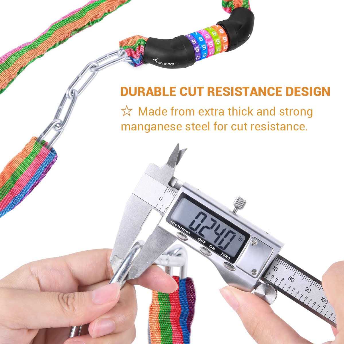 Sportneer Bicycle Chain Lock 5-Digit Resettable Combination Anti-Theft Bike Locks - Inhomebuy