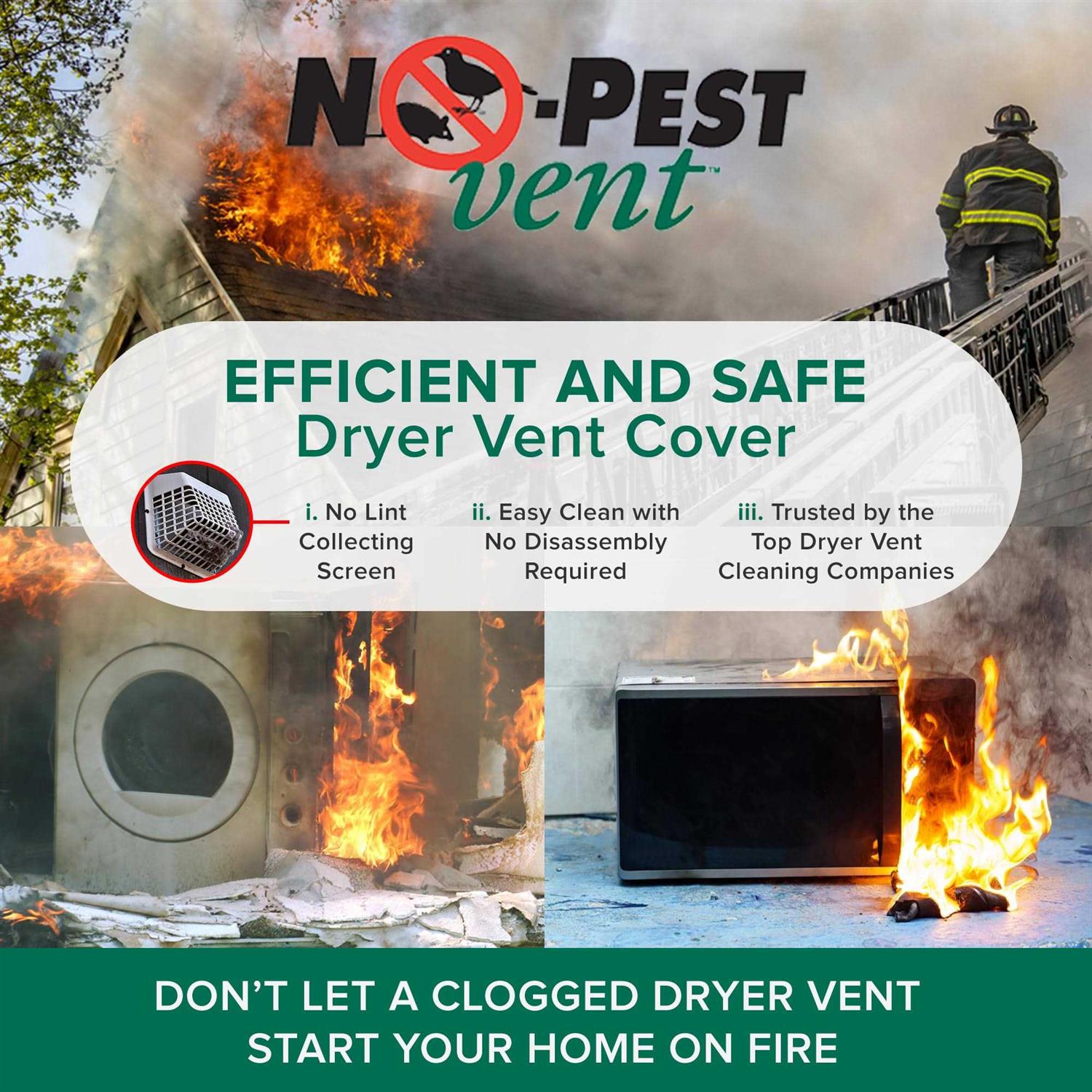 NO-PEST Vent Dual Door Dryer Vent Cover Outdoor 4 inch Made in USA w Highest UV Resistant Plastic in any Outdoor Vent Cover - Inhomebuy