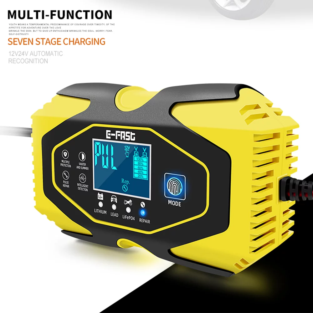 Paddsun Car Battery Charger Smart Automatic 12V/24V Lead-acid AGM GEL& Lithium LiFePO4 - Inhomebuy