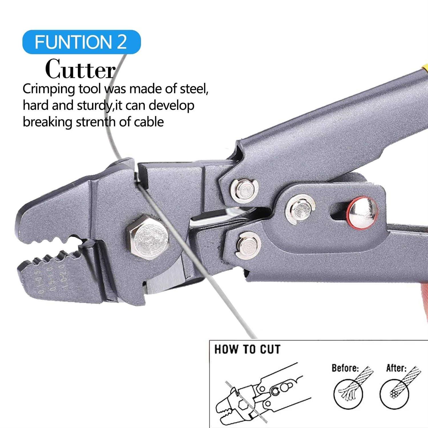 Wire Rope Crimping Tool Kit with 1/16-304 Stainless Steel Cable 165 ft - Inhomebuy