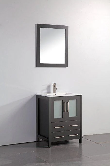Vanity Art 24 in. Single Sink Vanity Cabinet with Ceramic Sink & Mirror - Espresso, VA3024E - Inhomebuy