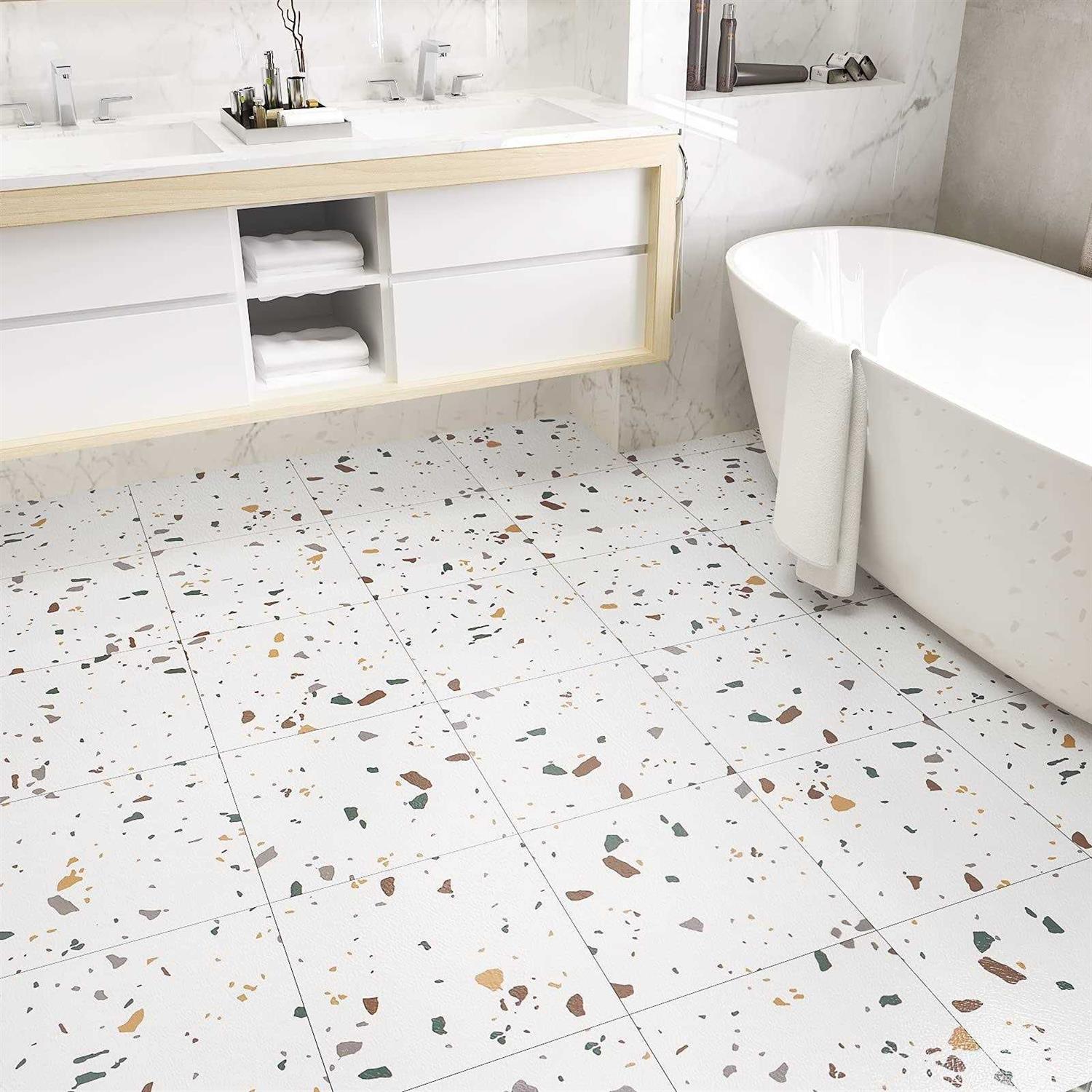 WESTICK Peel and Stick Floor Tile Bathroom Self Adhesive Vinyl Flooring Durable Floor Tiles Peel and Stick Waterproof Removable - Inhomebuy