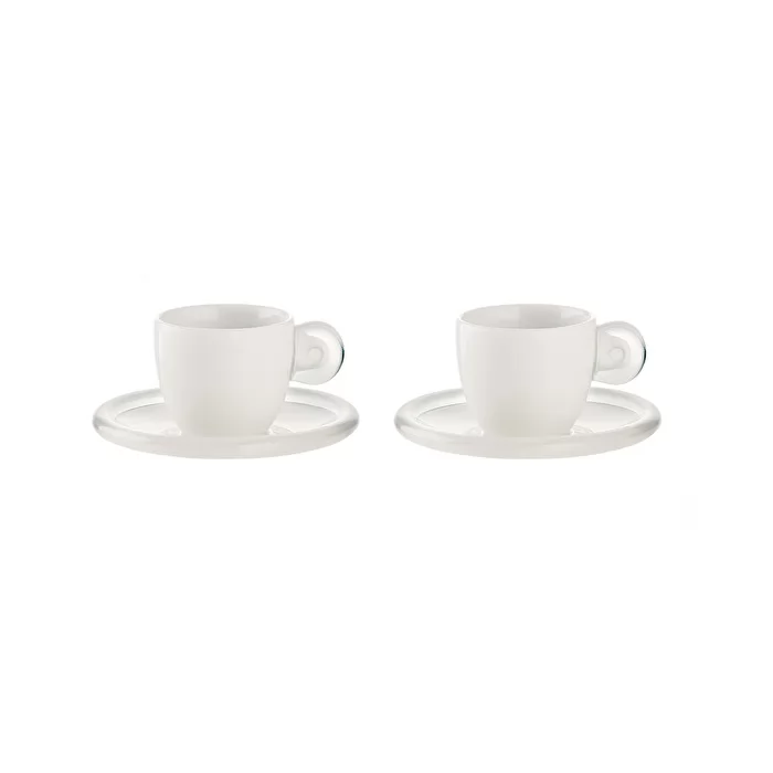 SET 2 ESPRESSO CUPS WITH SAUCERS GOCCE Sky Grey - Inhomebuy
