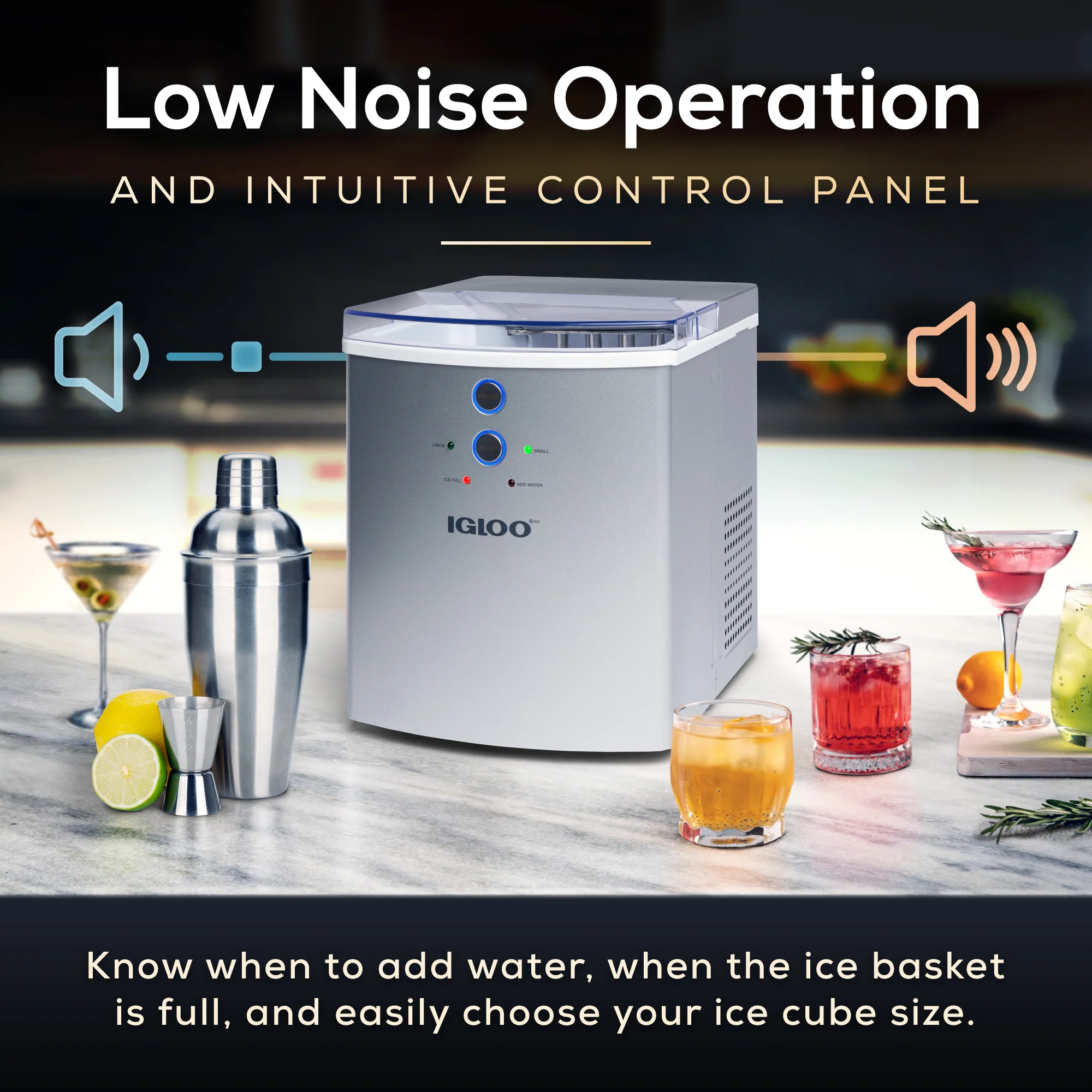 IGLOO® 33-Pound Automatic Portable Countertop Ice Maker Machine, Silver - Inhomebuy