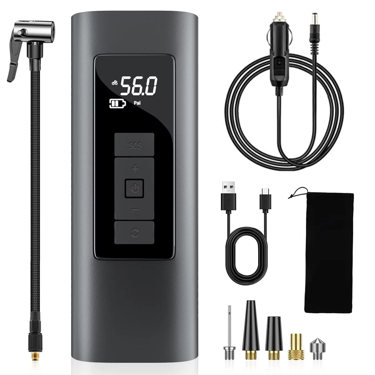 Tire Inflator, Portable Air Compressor, 150 PSI Fast Inflation & Cordless Tire Pump with Rechargeable 6000mAh Battery, Electric Air Pump for Car, Bicycle, Motorcycles, Ball - Inhomebuy