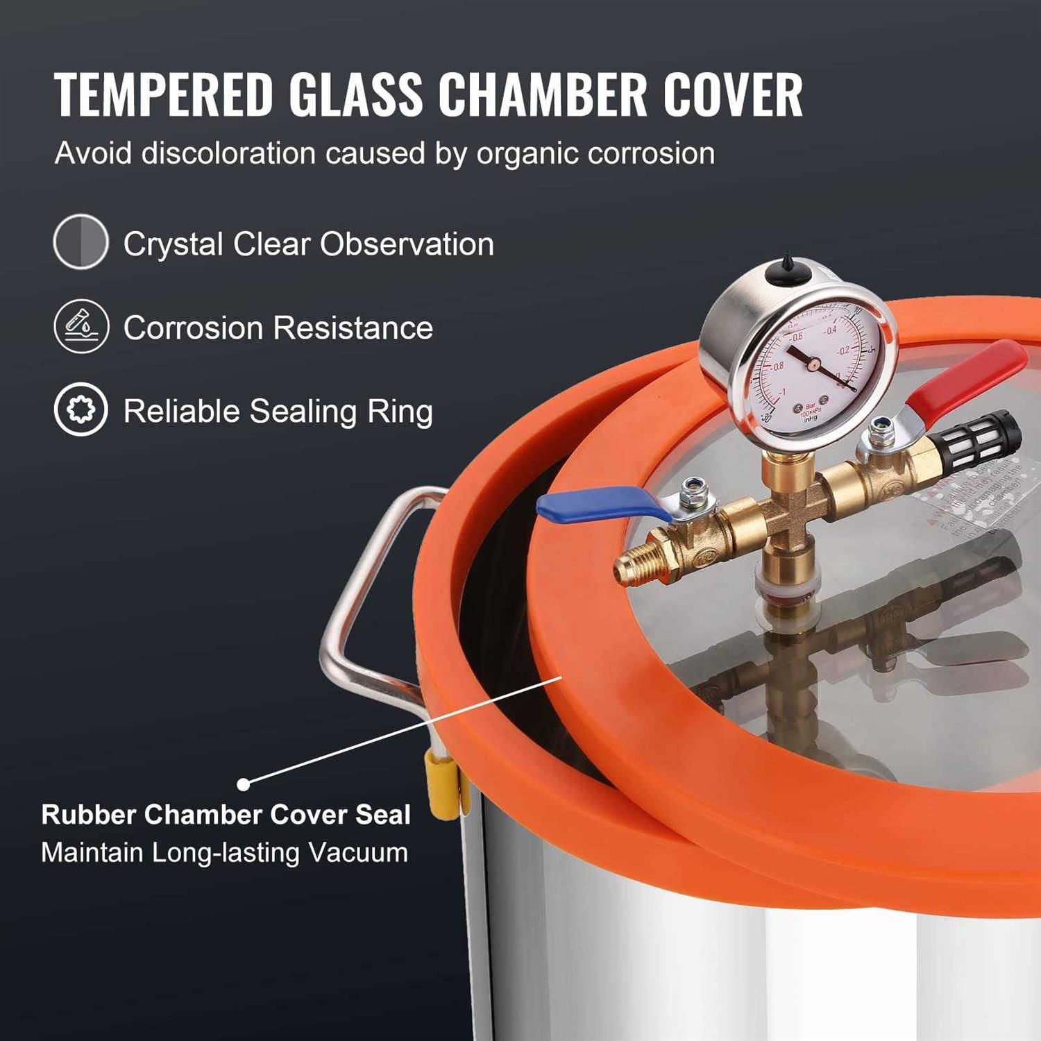 VEVOR Vacuum Pump 3 Gallon Vacuum Chamber w/ 4 Cfm Deep Vane Pump Purge Degas Epoxy Silicone Resin QCKTZKB3JLBXGT4CFV1 - Inhomebuy