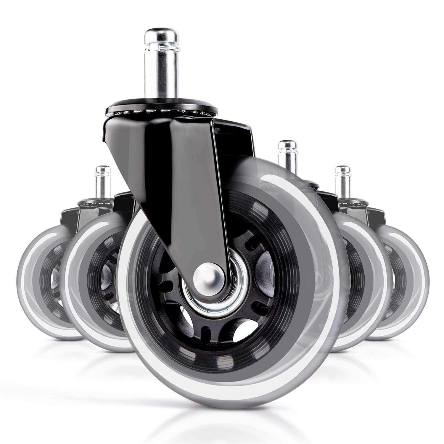 Office Chair Caster Wheels 2 inch Plug-in 11x22mm Office Chair Replacement Wheels-Smooth&Safe for Hardwood,Tile and Carpet Floors-Universal Fit - Inhomebuy