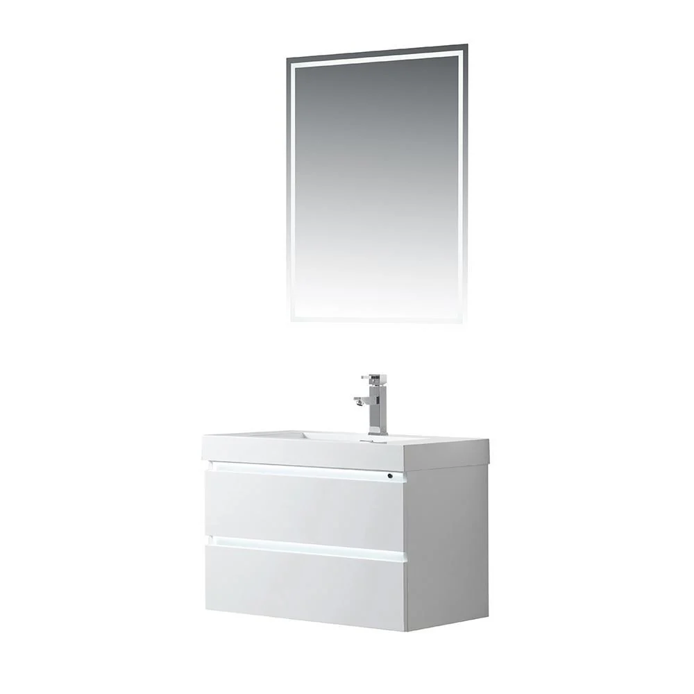 Vanity Art LED Lighted Wall-Hung Single-Sink Vanity With Resin Top, 30 in., VA6030WL - Inhomebuy