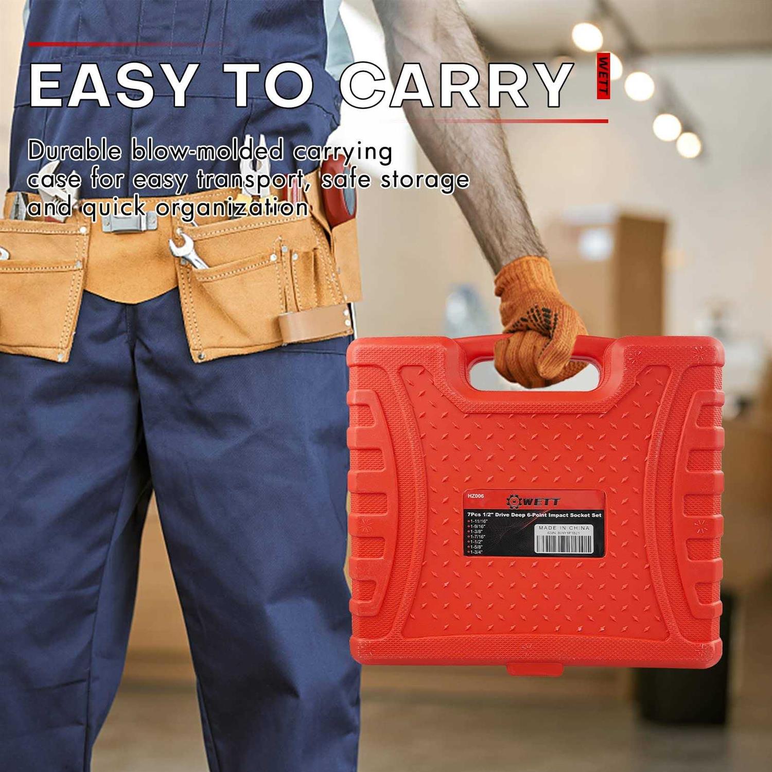 WETT 1/2 Drive Deep 6-Point Impact Socket Set/Spindle Axle Nut Impact Socket Set 9Pcs - Inhomebuy