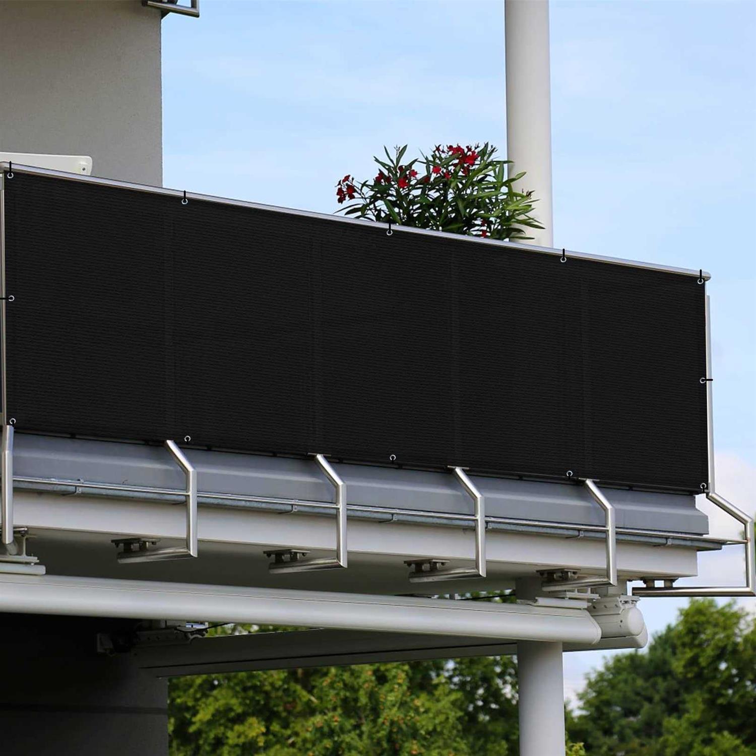 Sunlax 3’x10′ Balcony Privacy Screen Fence Windscreen Cover Fabric Shade Netting Mesh Cloth With Grommets Uv Protection for Patio - Inhomebuy