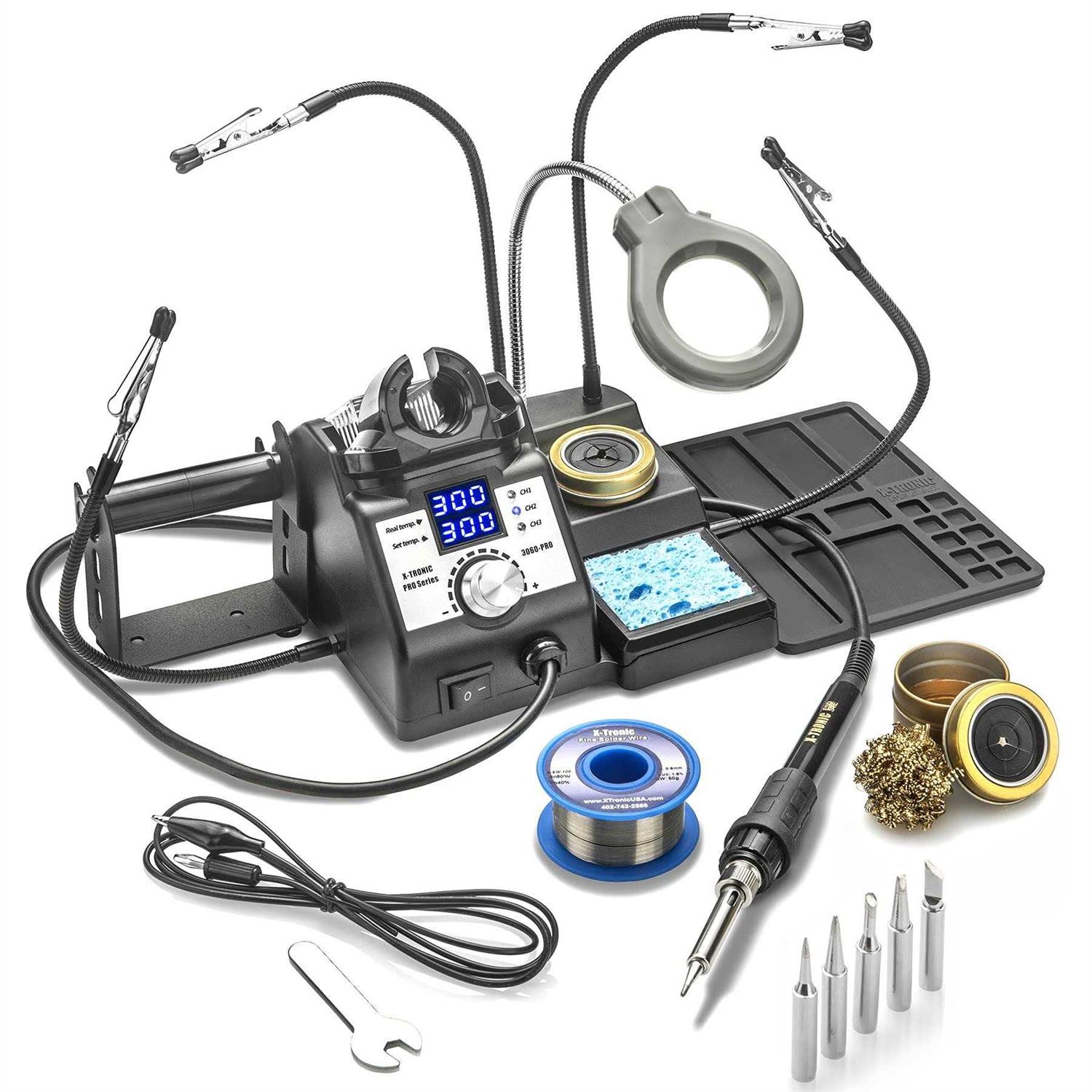 X-Tronic 3060-PRO LED 75 Watt Soldering Iron Station w Tips - Inhomebuy