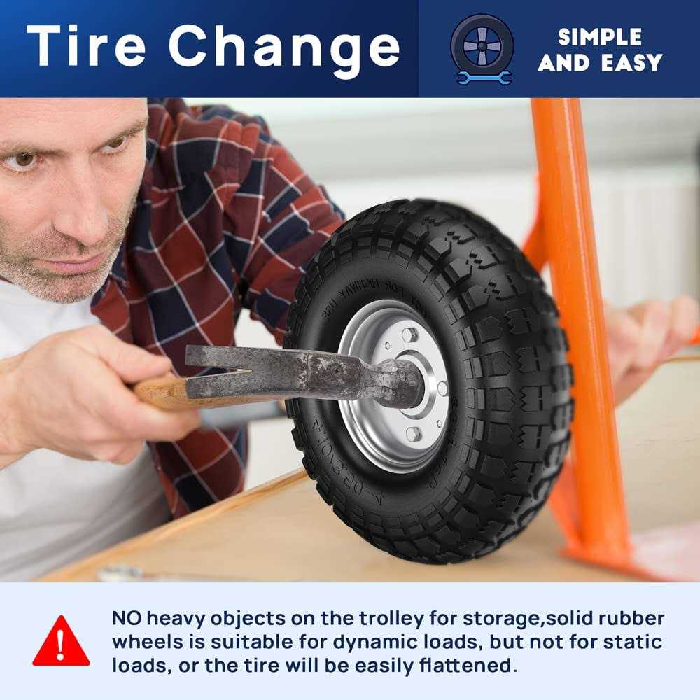 Winisok 4.10/3.50-4 Tire Wheels Flat Free 10 Heavy Duty Solid Replacement Tire With 5/8” Bearings For Wagon/wheelbarrow/hand Truck/Generators - Inhomebuy