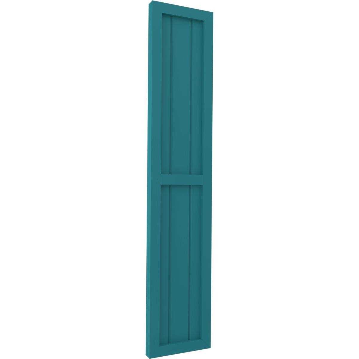 Ekena Millwork 1/2W x Americraft Board Exterior Real Wood Two Equal Panel Framed Board-n-Batten Shutters - Inhomebuy