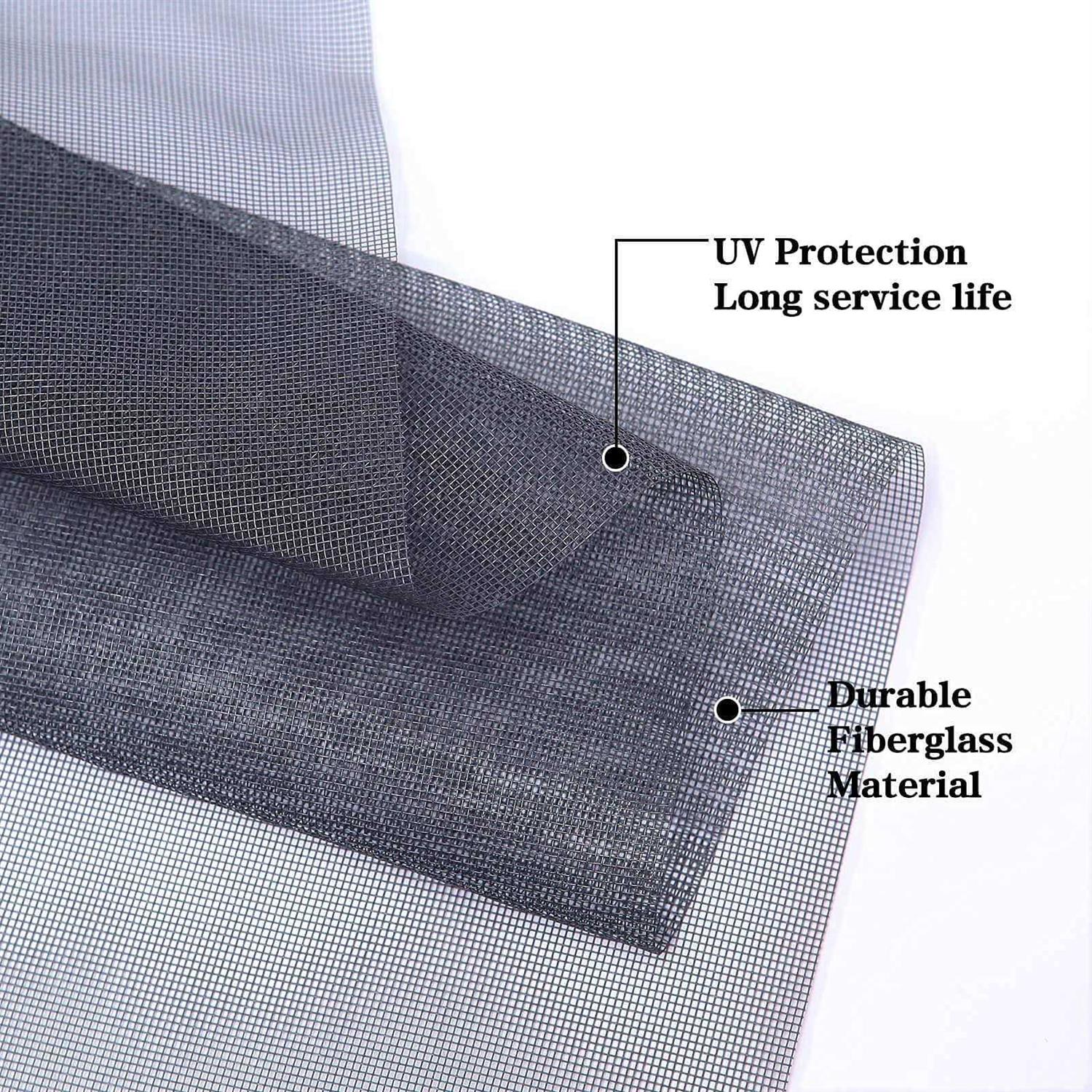 Windows Screen and Screen Door Repair Kit 48×118 Charcoal Fiberglass Mesh with Rolling Tool/Hook/Ruler/Cutter/Spline - Inhomebuy