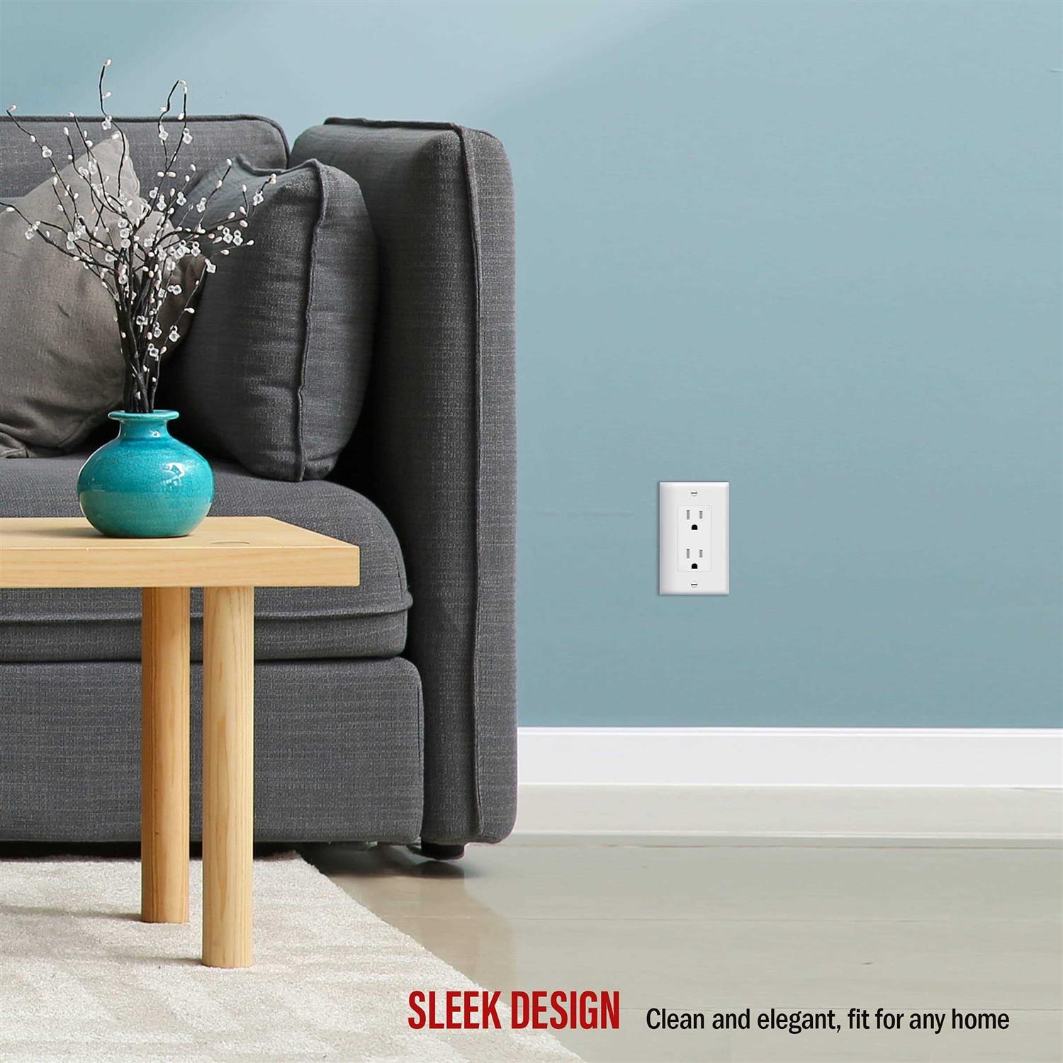 Enerlites Decorator Receptacle Outlet with Wall Plate Tamper-Resistant - Inhomebuy