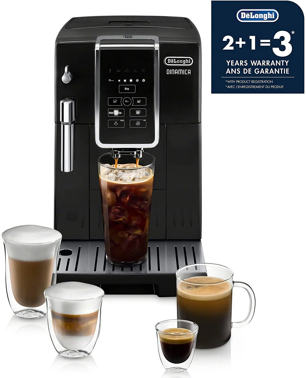 DeLonghi Dinamica Automatic Espresso Maker: with iced-coffee, black | ECAM35020B - Inhomebuy