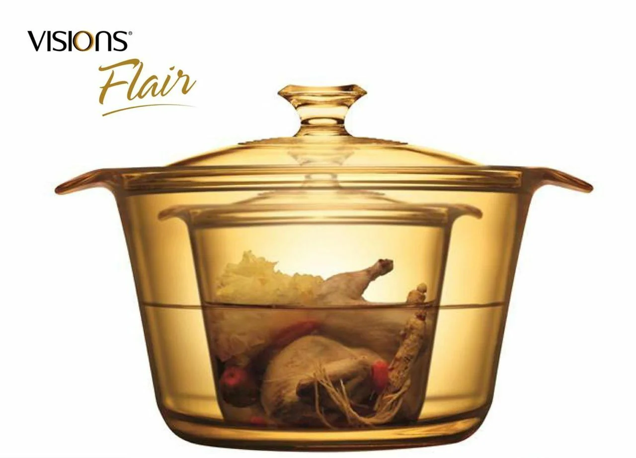 Visions FLAIR Glass 4 piece Set |VSF356| 1.2L + 5.5L Glass Cookware - Inhomebuy
