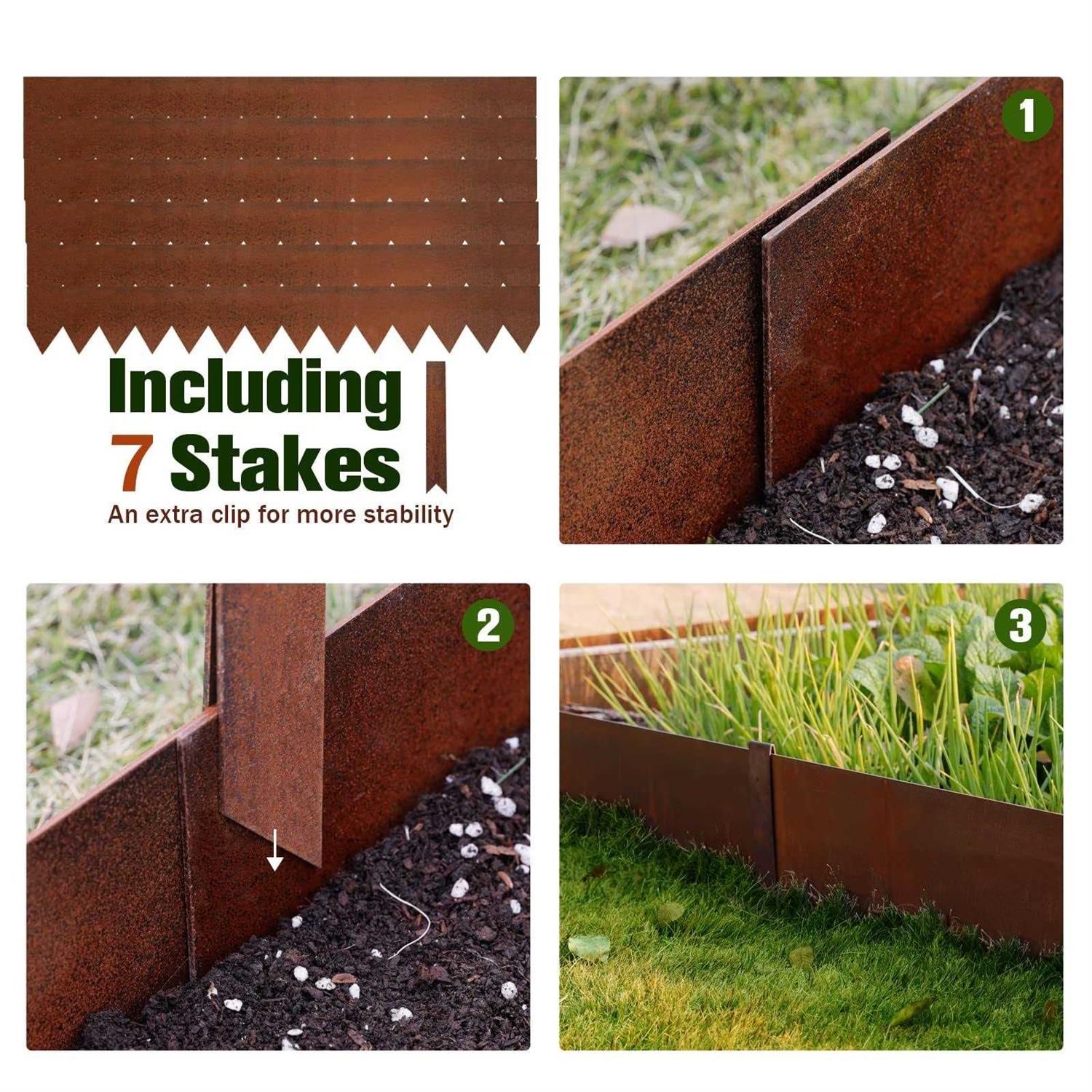 Worth Garden 40 in. x 14-Gauge Cor-Ten Steel Landscape Edging - Inhomebuy
