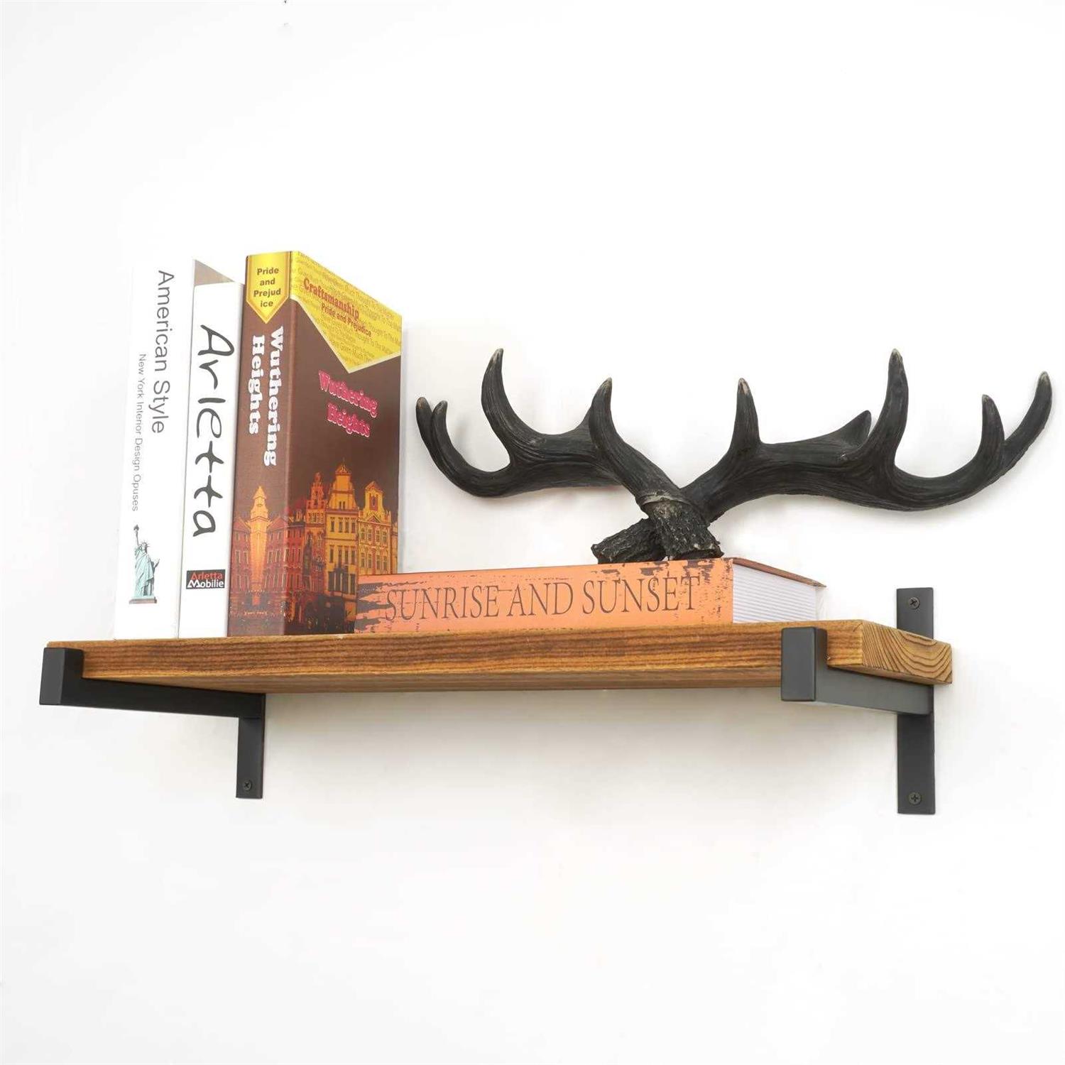 Ovov 2 Pcs Steel Heavy Duty Shelf Brackets Wall Mounted Industrial Metal Shelf Supports Matte - Inhomebuy