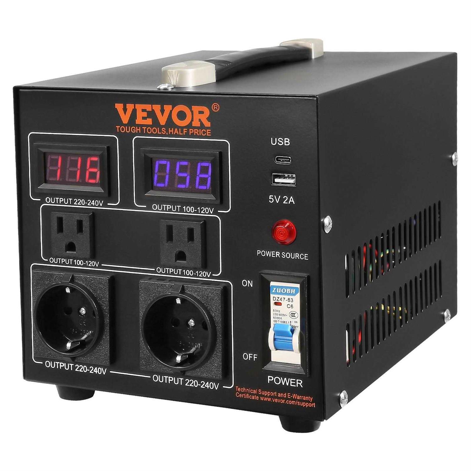 VEVOR Voltage Converter Transformer 5000W Heavy Duty Step Up/Down Transformer Convert from 110 Volt to 220 Volt and from 220 Volt to 110 Volt - Inhomebuy