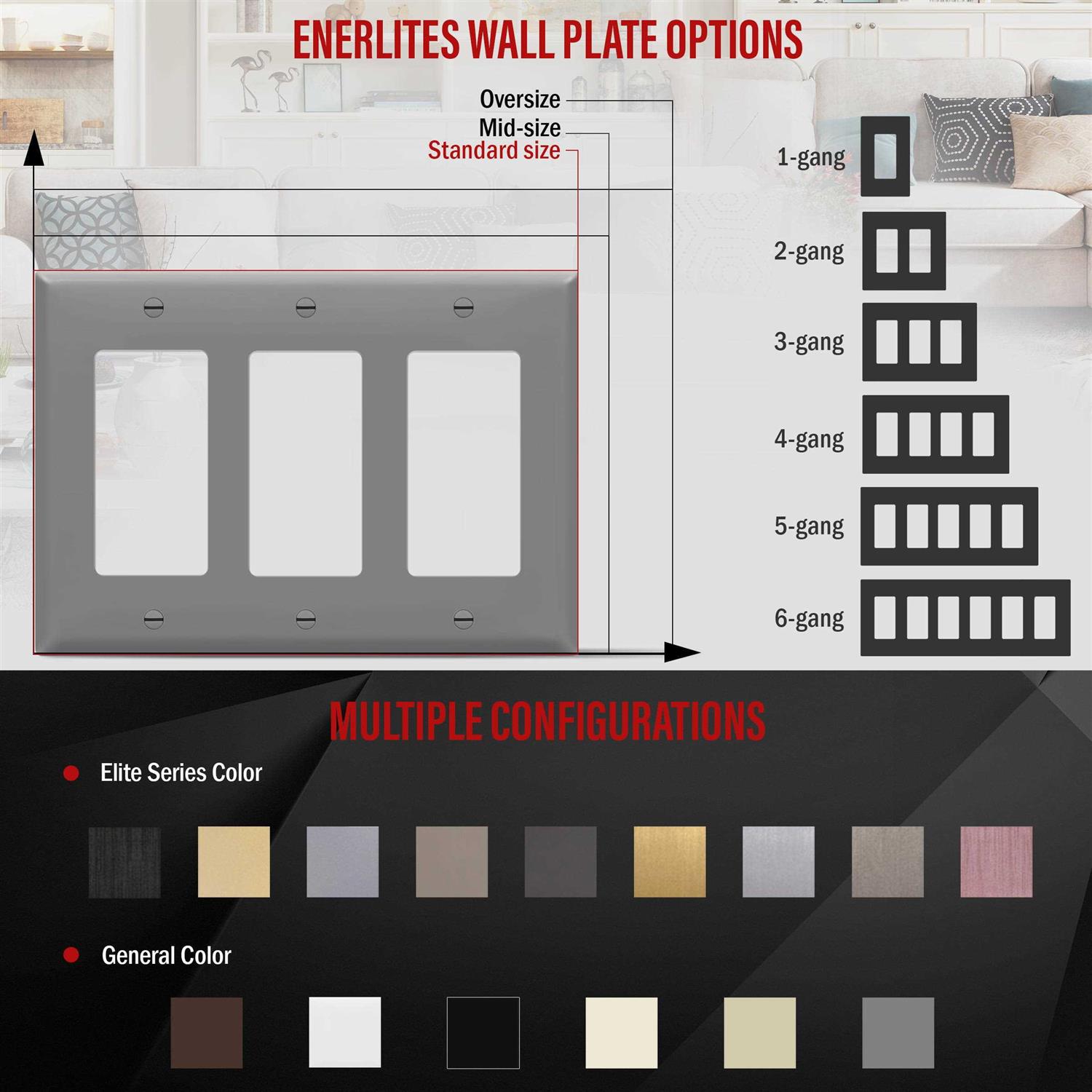 Enerlites Double Decorator Switch Cover Two Gang Outlet Wall Plate 8832 - Inhomebuy
