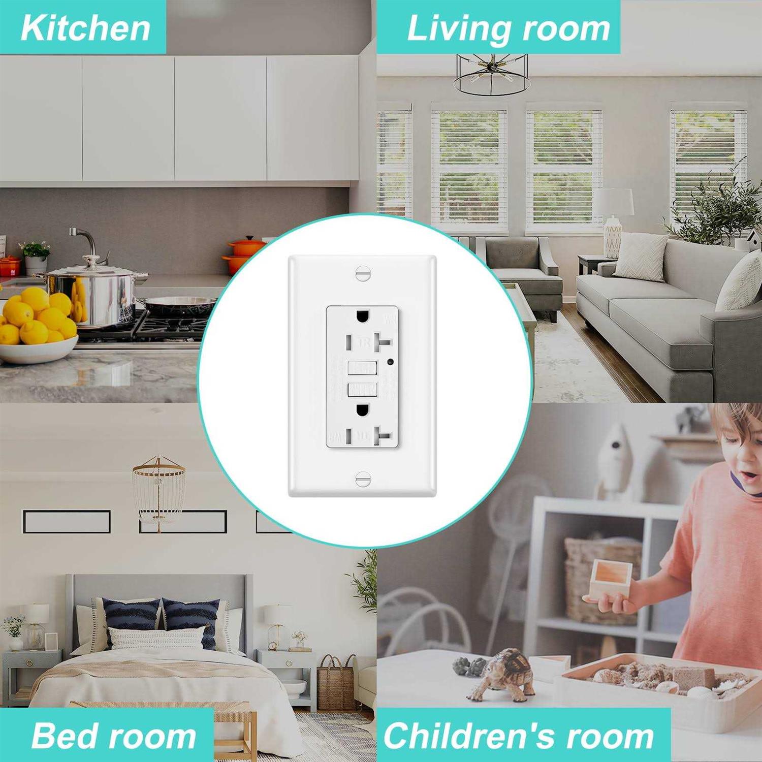 Ucomen Decorator GFCI Receptacle with LED Indicator Tamper Resistant - Inhomebuy