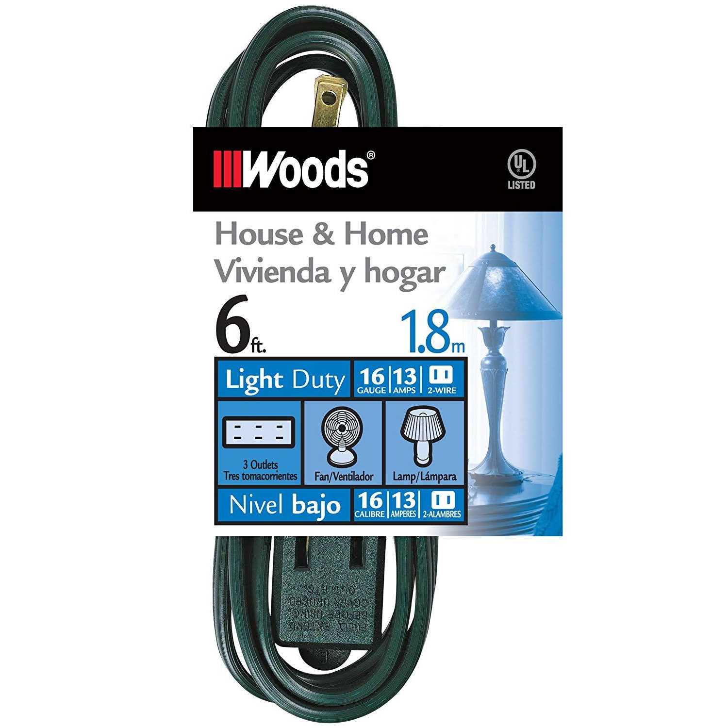 Woods 16/2 Green Extension Cord - Inhomebuy