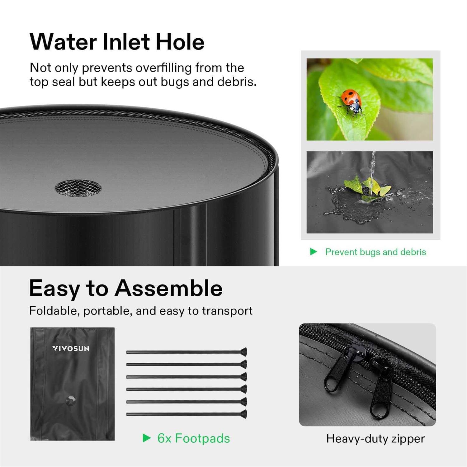 VIVOSUN Collapsible Rain Barrel Spigots and Overflow Kit - Inhomebuy