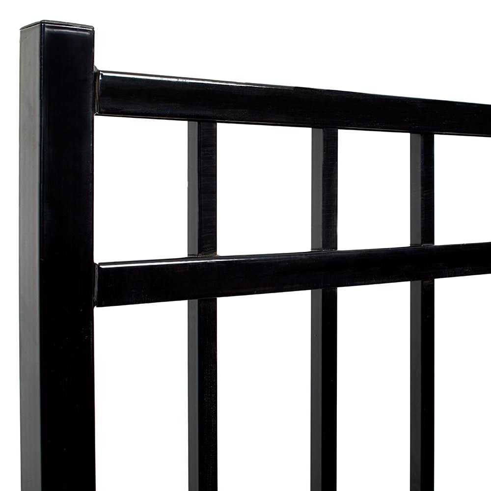 Fortress Building Products Versai 4-ft H x 5-ft W Gloss Black Powder-coated Galvanized Steel Spaced Picket Flat-top Privacy Walk-thru Fence Gate - Inhomebuy