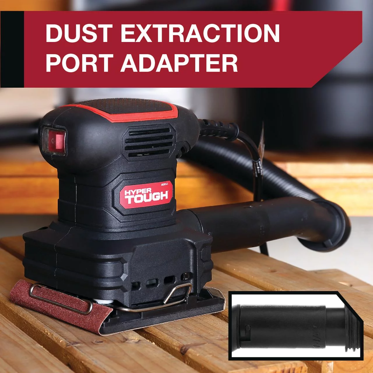 Hyper Tough 2 Amp Corded 1/4 Sheet Palm Sander with Dust Bag, Vacuum Hose Adapter, Punch Plate & 3 Sanding Sheets (60, 80 & 120 Grit) - Inhomebuy