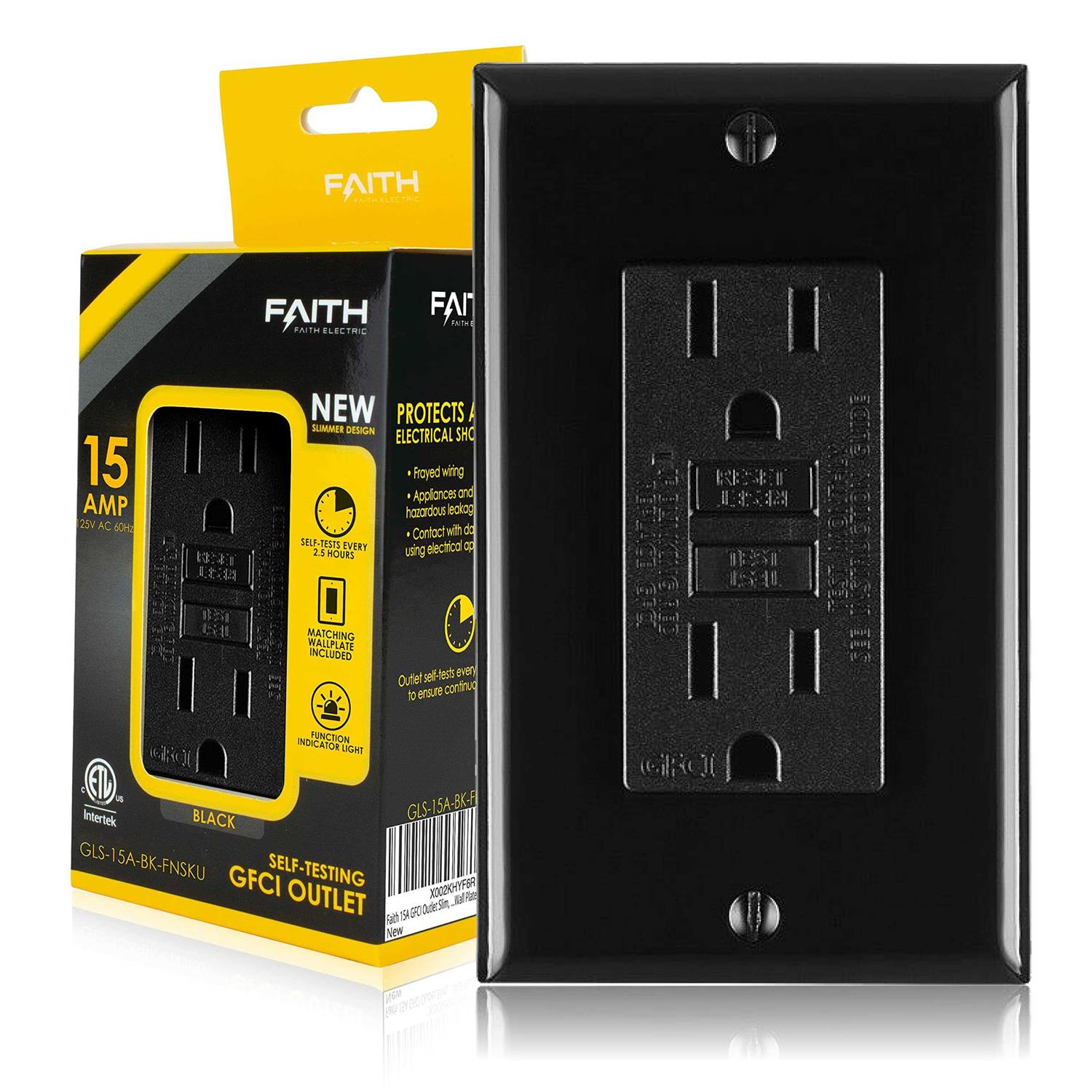 Faith 20A Gfci Outlet Slim GFI Receptacle with Wall Plate - Inhomebuy